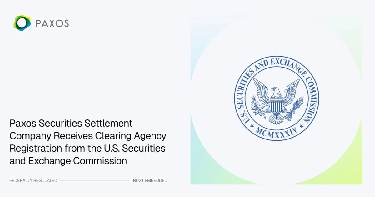 ステーブルコイン発行企業PaxosがSEC清算機関に登録、仮想通貨関連企業として米国初