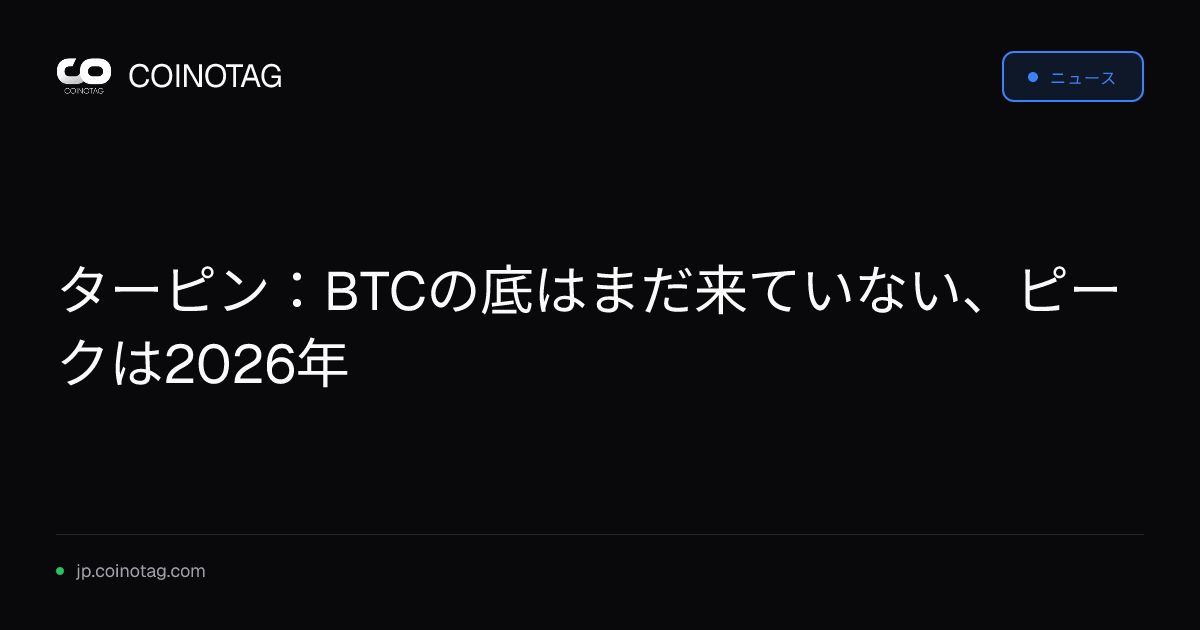 ターピン：BTCの底はまだ来ていない、ピークは2026年