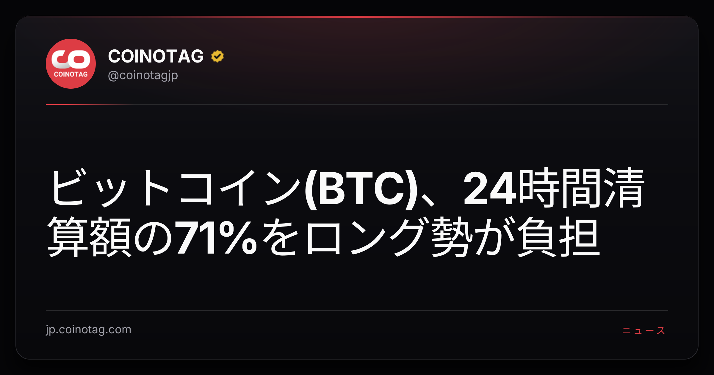 ビットコイン(BTC)、24時間清算額の71%をロング勢が負担