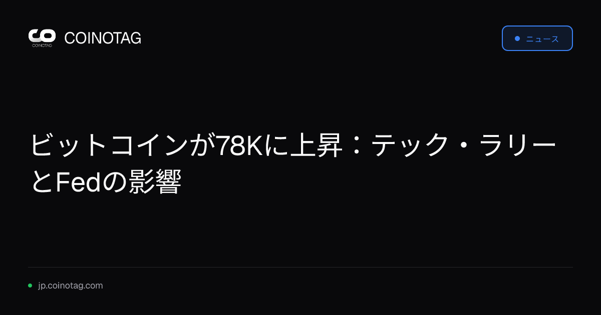 ビットコインが78Kに上昇：テック・ラリーとFedの影響
