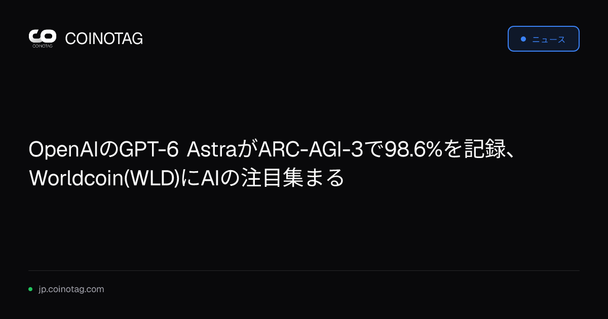 OpenAIのGPT-6 AstraがARC-AGI-3で98.6%を記録、Worldcoin(WLD)にAIの注目集まる